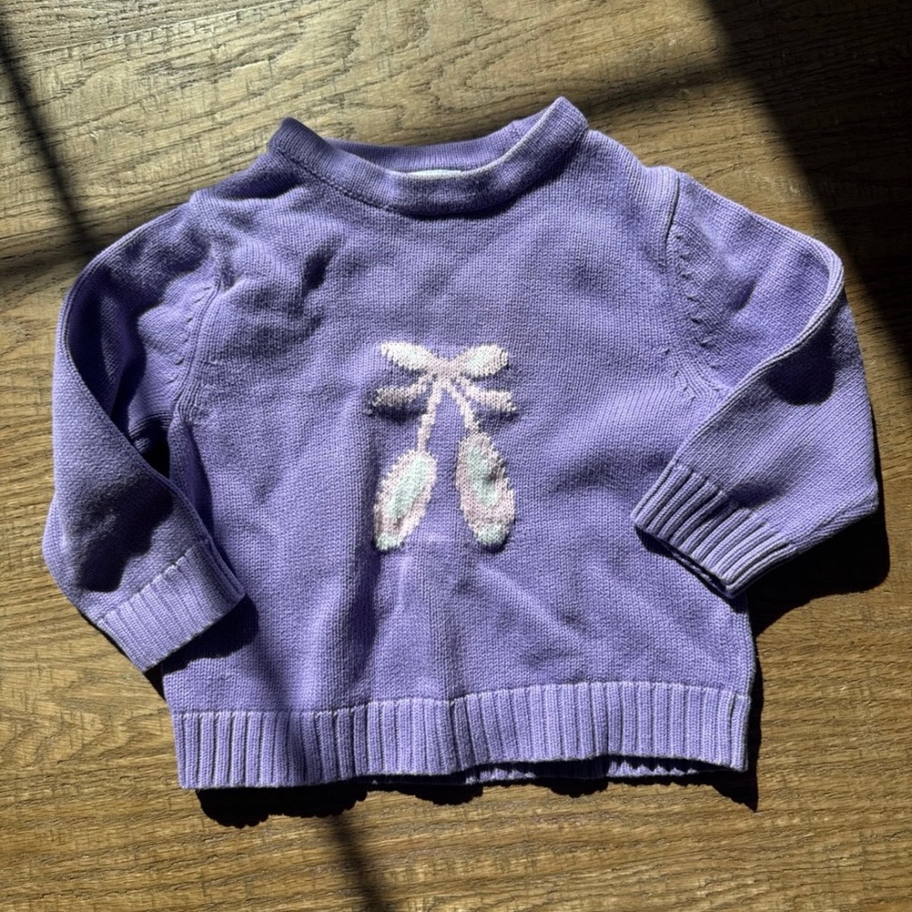 Little English Sweater with ballet Design, intarsia sweater size 3T